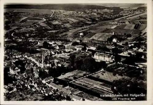 Ak Veitshöchheim in Unterfranken, Fliegeraufnahme, Hofgarten