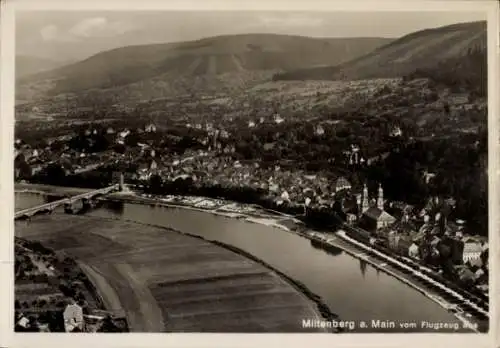 Ak Miltenberg am Main Unterfranken, vom Flugzeug aus