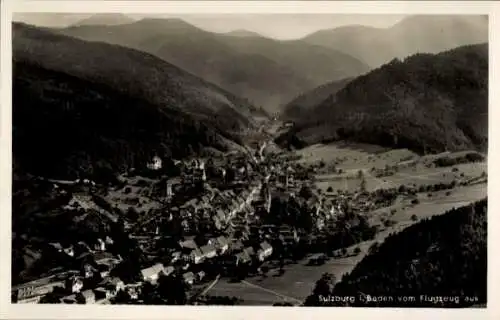 Ak Sulzburg im Markgräflerland Baden Schwarzwald, Fliegeraufnahme