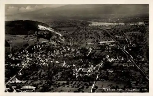 Ak Ak Wyhlen am Rhein Baden, Panorama, Fliegeraufnahme