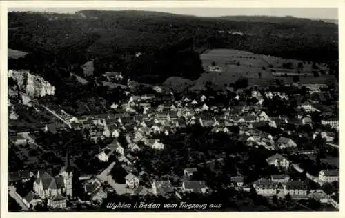 Ak Wyhlen am Rhein Baden, Panorama, Fliegeraufnahme