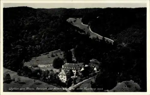 Ak Grenzach Wyhlen am Rhein, Pension zur Himmelspforte, Wald, Fliegeraufnahme