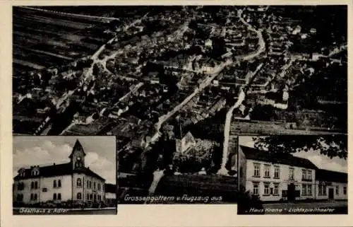 Ak Großengottern Thüringen, Fliegeraufnahme mit Panorama, Gasthaus zum Adler