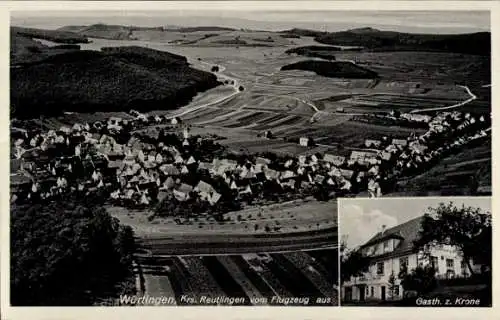 Ak Würtingen St. Johann Schwäbische Alb Württemberg, Fliegeraufnahme, Gasth. z. Krone