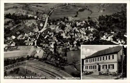 Ak Arnshausen Bad Kissingen Unterfranken Bayern, Fliegeraufnahme, Gasthaus zum Lamm