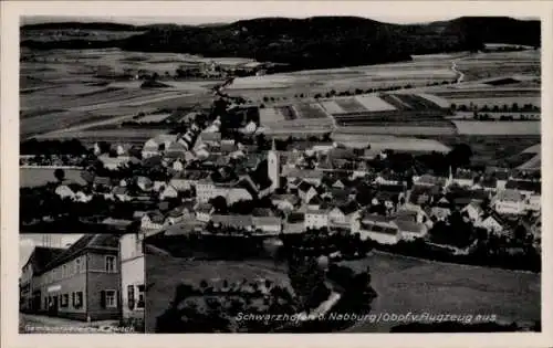 Ak Schwarzhofen in der Oberpfalz, Fliegeraufnahme, Gemischtwarenladen B. Zwick