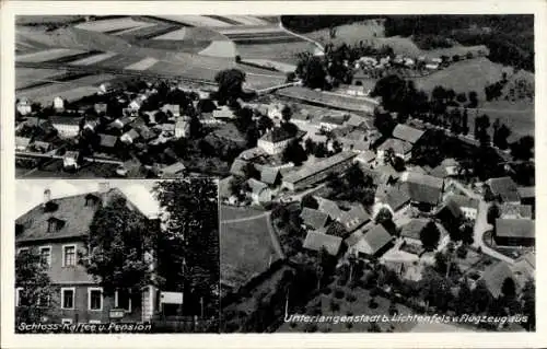 Ak Unterlangenstadt Redwitz an der Rodach Oberfranken, Fliegeraufnahme, Schloss-Kaffee u. Pension