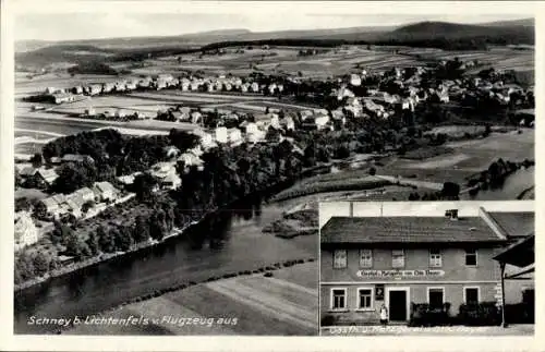 Ak Schney Lichtenfels im Obermainland Oberfranken, Fliegeraufnahme, Gasth. u. Metzgerei