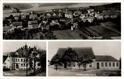 Ak Dauchingen im Schwarzwald, Fliegeraufnahme, Rathaus, Gasthaus Germania