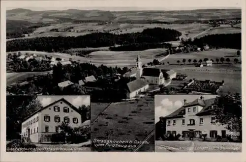 Ak Strasskirchen Straßkirchen, Fliegeraufnahme, Gasthaus Jos. Braun, Geschäft Otto Steininger