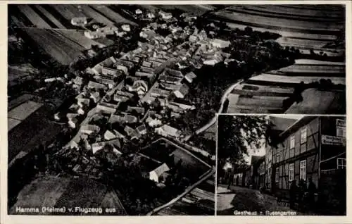 Ak Hamma Heringen an der Helme Thüringen, Fliegeraufnahme, Gasthaus zum Rosengarten