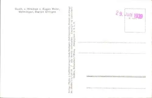 Ak Welmlingen Efringen Kirchen am Oberrhein, Fliegeraufnahme, Gasth. zum Hirschen