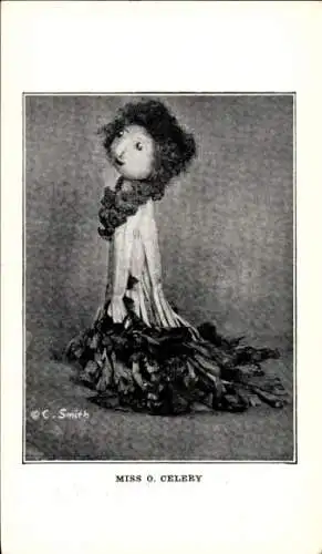 Ak Miss O. Celery, C. Smith, Figur aus Gemüse