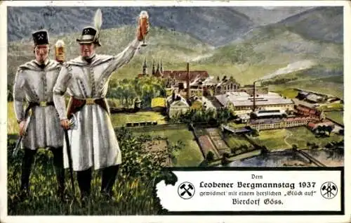 Ak Göss Leoben Steiermark, Leobener Bergmannstag 1937, Gösser Brauerei AG