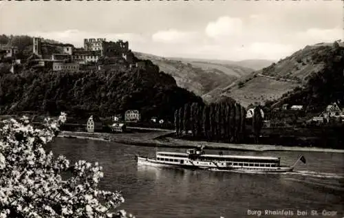 Ak St. Goar am Rhein, Burg Rheinfels, Dampfer Juliana