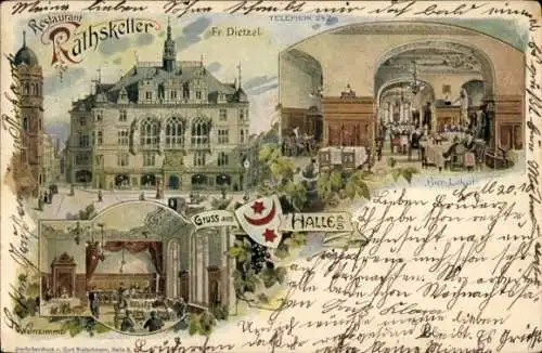 Litho Halle an der Saale, Restaurant Ratskeller, Innenansicht