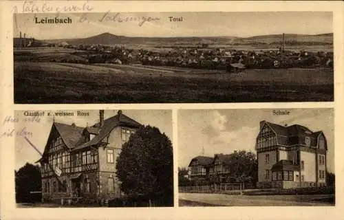 Ak Leimbach im Wartburgkreis Thüringen, Gesamtansicht, Schule, Gasthof zum weißen Ross