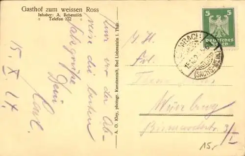 Ak Leimbach im Wartburgkreis Thüringen, Gesamtansicht, Schule, Gasthof zum weißen Ross