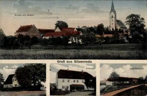 Ak Sitzenroda Schildau in Sachsen, Kirche, Schule, Pfarrhaus, Rittergut, Oberförsterei