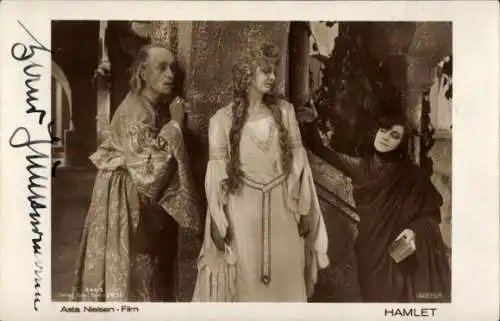 Ak Schauspielerin Asta Nielsen, Filmszene Hamlet, Autogramm