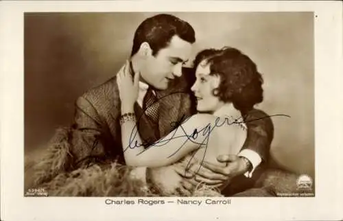 Ak Schauspielerin Nancy Carroll, Schauspieler Charles Rogers, Autogramm C. R.