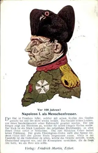 Künstler Ak Napoleon Bonaparte, Als Menschenfresser, Anti Frankreich, Anti Napoleon, Metamorphose