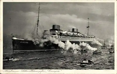 Ak Dampfschiff Europa, Norddeutscher Lloyd Bremen, Turbinenschnelldampfer