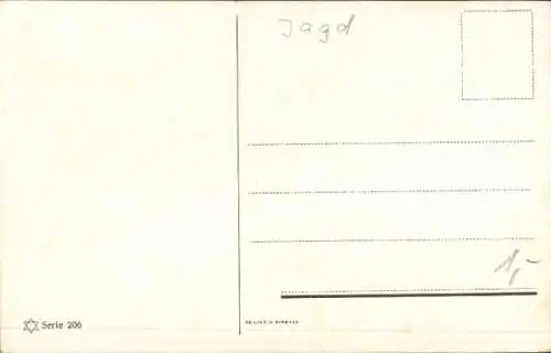 Ak Jagdszene, erlegter Rehbock, Jagdhund