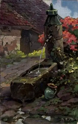 Künstler Ak Reiss, Fritz, Schwarzwaldquelle, Brunnen , Wasserpumpe