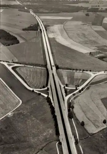 Ak Thiendorf in Sachsen, Fliegeraufnahme Autobahnkreuz