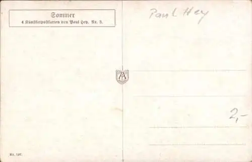 Künstler Ak Hey, Paul, Bauer mit Pferden, Regenbogen, Sommer, Landschaft