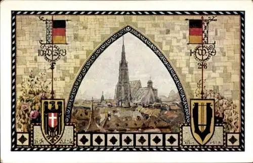 Wappen Ak Wien I, 10. Deutsches Sängerbundesfest 1928, Stefansdom