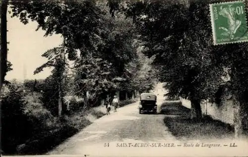 Ak Saint Aubin sur Mer Calvados, Route de Langrune