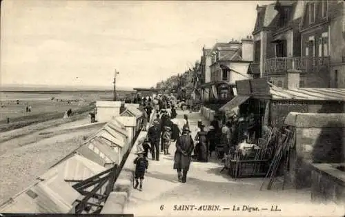 Ak Saint Aubin sur Mer Calvados, La Digue