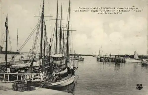 Ak Trouville Calvados, Yachten Magde, L'Etoile, Elisabeth und Lais im Hafen