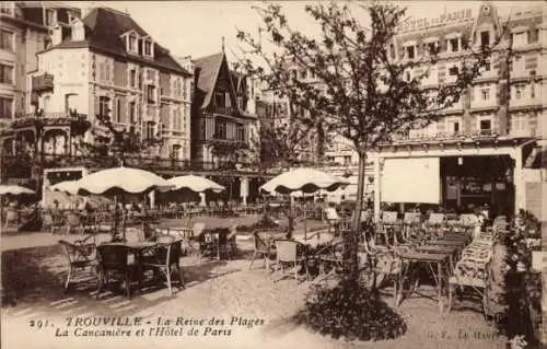 Ak Trouville sur Mer Calvados, La Reine des Plages La Cancanière et l'Hótel de Paris