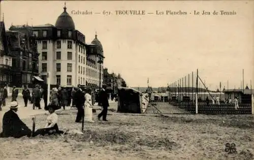 Ak Trouville sur Mer Calvados, Les Planches - Le Jeu de Tennis