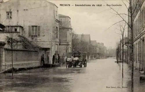 Ak Meaux Seine-et-Marne, Inondations de 1920, Rue Gambetta