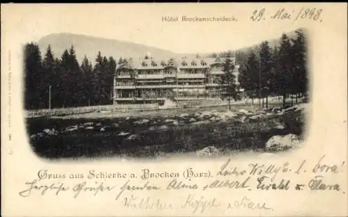 Ak Schierke Wernigerode im Harz, Hotel Brockenscheideck