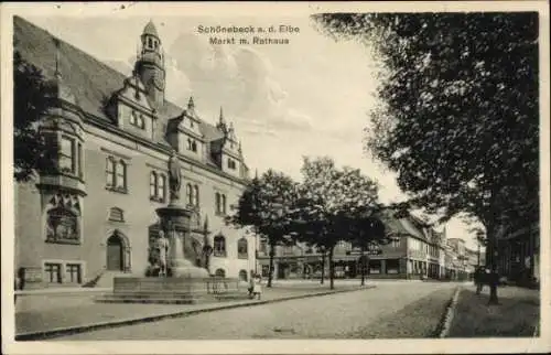 Ak Schönebeck an der Elbe, Markt mit Rathaus