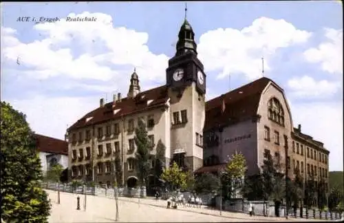 Ak Aue im Erzgebirge Sachsen, Realschule in Aue im Erzgebirge