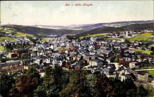 Ak Aue im Erzgebirge Sachsen, Blick auf Aue im sächsischen Erzgebirge