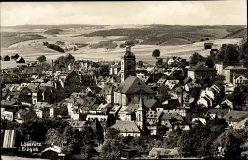 Ak Lößnitz Lössnitz im Erzgebirge, Stadtansicht von Lössnitz im Erzgebirge, Kirche, Häuser, La...
