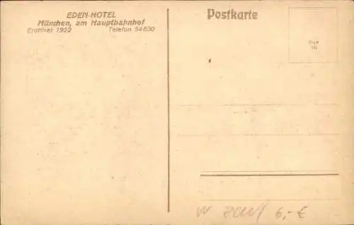 Ak München, Eden-Hotel am Hauptbahnhof, Totalansicht der Halle