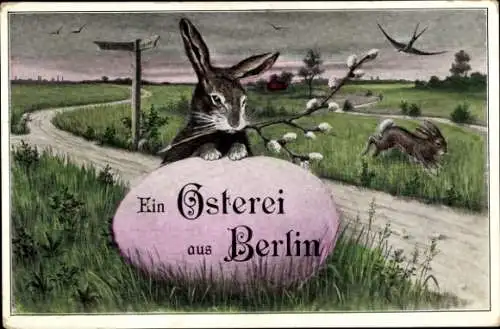 Ak Ein Osterei aus Berlin, Osterhase