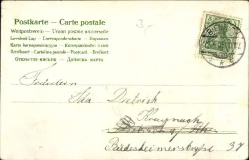 Litho Fröhliche Ostern, Osterhasen, Kleeblatt