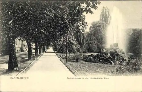 Ak Baden Baden im Stadtkreis Baden Württemberg, Springbrunnen in der Lichtenthaler Allee