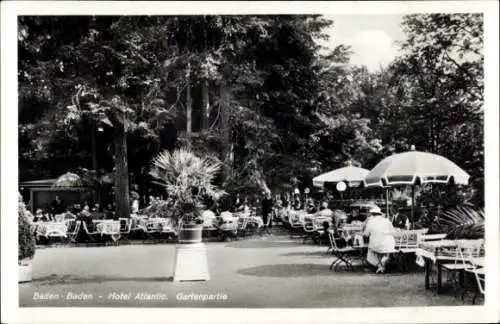 Ak Baden Baden im Stadtkreis Baden Württemberg, Hotel Atlantic, Gartenpartie