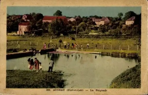 Ak Auneau Eure et Loir, La Baignade