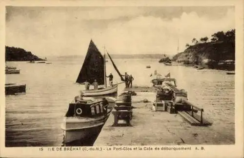 Ak Île de Bréhat Côtes d’Armor, Le Port-Clos, la Cale de debarquement